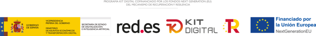 Logotipo de Kit Digital junto con red.es, mostrando el compromiso con la digitalización empresarial.